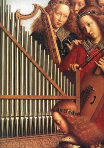 The Ghent Altarpiece: Angels Playing Music (detail) — Jan Van Eyck