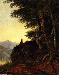 Landscape With Native American On A Cliff — Christopher Pearse Cranch