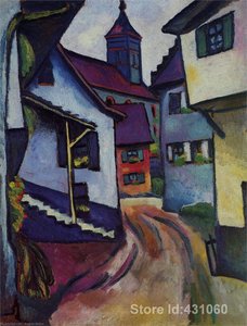Street With Church In Kandern — August Macke