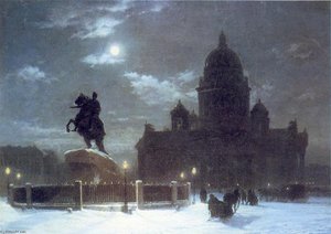View Of The Isaac Cathedral At Moonlight Night — Arkhip Ivanovich Kuindzhi