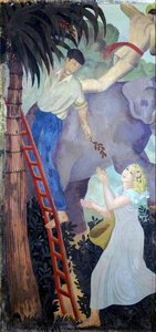 A Tropical Fantasy Charles Reilly's Dining Room Mural (panel 1 Of 6) — Mary Adshead