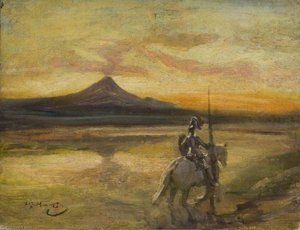 Knight Riding By A Lake (recto) — Sir Alfred James Munnings