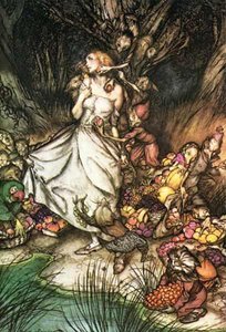 Goblin Market. White And Golden Lizzie Stood — Arthur Rackham
