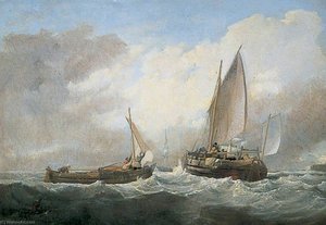 Fishing Boats in a Rough Sea