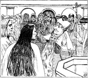 Baptism Of Gunnhild — Christian Krohg, Historical Illustration