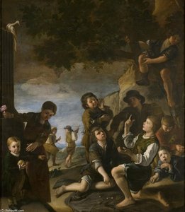 Children Are Playing With Dice — Pedro Núñez De Villavicencio