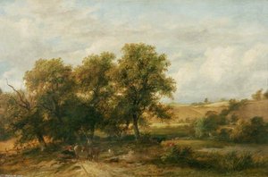 Landscape With A Road Winding Through Trees With Figures — James Stark