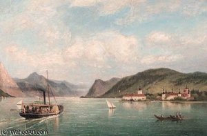 A View Of Ort Castle On The Traun See — Cornelis Christiaan Dommelshuizen