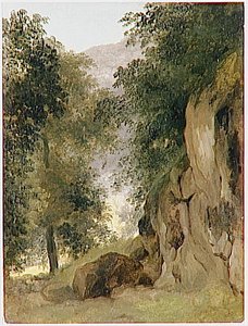 Environs Du Lac De Nemi Arbres Et Rochers — Pierre De Valenciennes