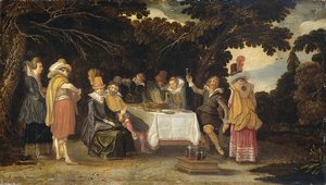 Elegant Company Dining In The Open Air — Esaias Van De Velde