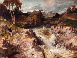 Skelwith Force, Cumbria, Langdale Pikes In The Distance — William Havell