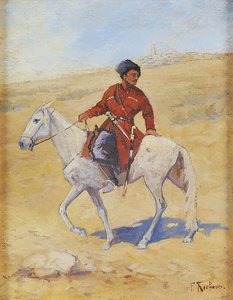Cosaque Sur Un Cheval Blanc — Franz Roubaud