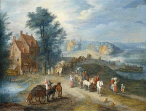 Village Street with Travellers