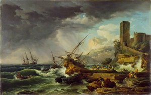 A Storm With A Shipwreck — Claude-joseph Vernet