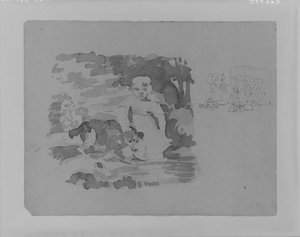 Girl And Dog; Dog And Trunk — Thomas Sully