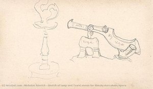 Sketch Of Lamp And Tsar-cannon For Rimsky-korsakovs Opera — Nicholas Roerich