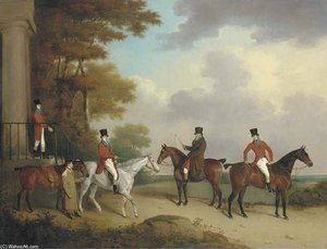 The Reverend George Bower, The Reverend John Bower, Robert Bower Of Welham And Robert Bower Junior At The Steps Of Welham Hall, Yorkshire — Henry Bernard Chalon