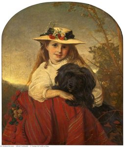 A Young Girl With A Dog — Alfred Corbould
