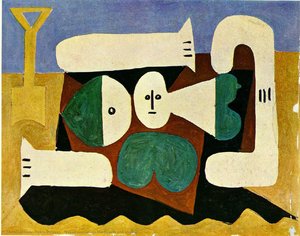 Naked Woman On The Beach And Shovel — Pablo Picasso