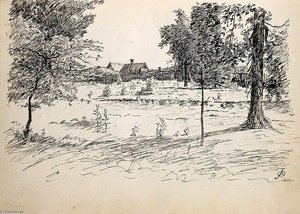 Landscape With House And Wooden Fence — John Ottis Adams
