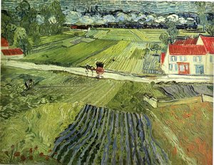 Landscape With Carriage And Train In The Background — Vincent Willem Van Gogh, Post-impressionism