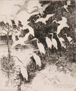 Heron Roost — Frank Weston Benson, Impressionism