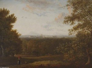 A Distant View Of Windsor From A Wood — Edmund Bristow, Romanticism