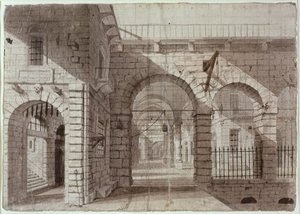 Newgate Prison Courtyard — John Claude Nattes