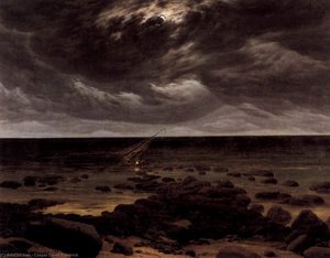 Seashore With Shipwreck By Moonlight — Caspar David Friedrich