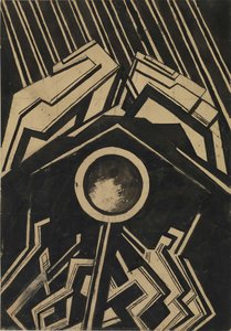 Vorticist Composition With Figures, Black And White — Helen Saunders, Cubism