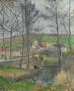The Banks Of The Viosne At Osny In Grey Weather, Winter — Camille Pissarro, Impressionism