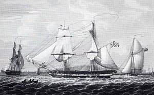 British Man O War In The Kyles Of Bute, (painting) — Robert W. Salmon