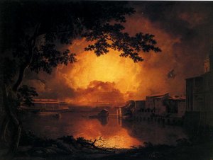 The Girandola, Or Grand Fire Work At The Castle Of St. Angelo In Rome — Joseph Wright Of Derby, Romanticism