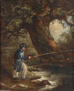 A Fisherman By A Tree — John Berney Ladbrooke