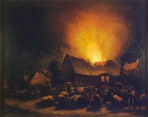 Fire In A Village — Egbert Lievensz Van Der Poel