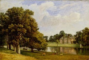 Deer Grazing By The Lake — Frederick Richard Lee