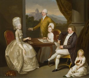 Aubrey Beauclerk And His Family, In An Elegant Interior, A View To The Castel Gandolfo Beyond — Pranciškus Smuglevičius, Neo-classical