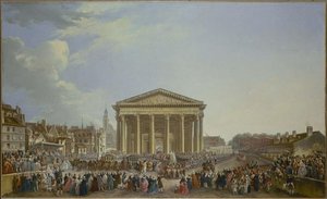 Cérémonie De La Pose De La Première Pierre De La Nouvelle Église Saint Geneviève, Le 6 Septembre 1764, Devant La Maquette Grandeur Nature De L'édifice (actuel Panthéon) (5ème Arrondissement) — Pierre Antoine De Machy