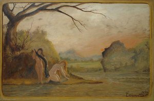 Two Nymphs At River At Sunset — Louis Michel Eilshemius