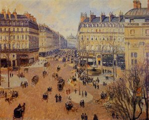Place Du Theatre Francais: Afternoon Sun In Winter — Camille Pissarro, Impressionist Landscape