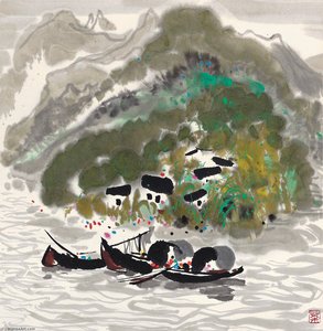 A Family By The Gorge — Wu Guanzhong