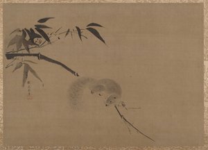 Squirrel On Bamboo — Kano Tan'yū, Sumi-e