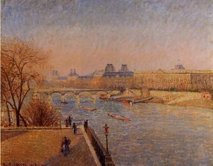 The Louvre: Winter Sunshine, Morning — Camille Pissarro
