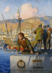 The Boy Columbus On The Wharf At Genoa (the Vision Of Columbus) — N.c. Wyeth