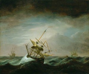 Dismasted Ship In Rough Sea — Willem Van De Velde The Younger