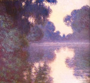 Misty Morning On The Seine Blue — Claude Monet