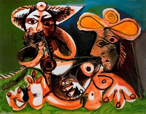 Flautist And Naked Woman — Pablo Picasso