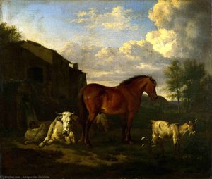 Animals near a Building