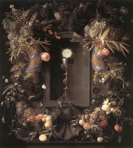 Eucharist In Fruit Wreath — Jan Davidszoon De Heem Or Johannes De Heem Or Johannes Van Antwerpen Or Jan Davidsz De Hem