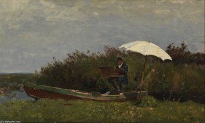 The Painter Gabriël Working In A Boat